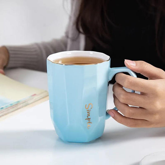 High-value Water Cup Female Student Mug Simple Coffee Cup Office Ceramic Cup with Lid Cup Home