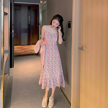 Spring and Summer Floral Sling Small Fresh Gentle Wind Slimming Dress
