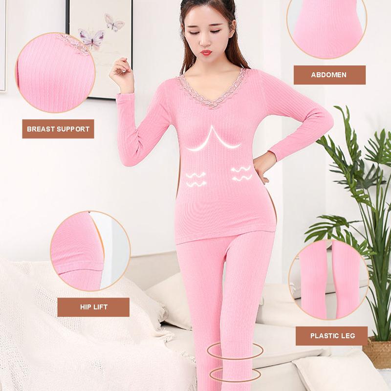 Thermal Underwear Thickening Plus Velvet Suit Ladies Beauty Lace Autumn Clothes Long Trousers Tight Bottoming Cotton Sweater Winter