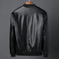 Soft Leather Jacket Men's Stand Collar Jacket Slim Fit Casual Flight Jacket Motorcycle Suit Men's Handsome Warm Long Sleeve Jacket