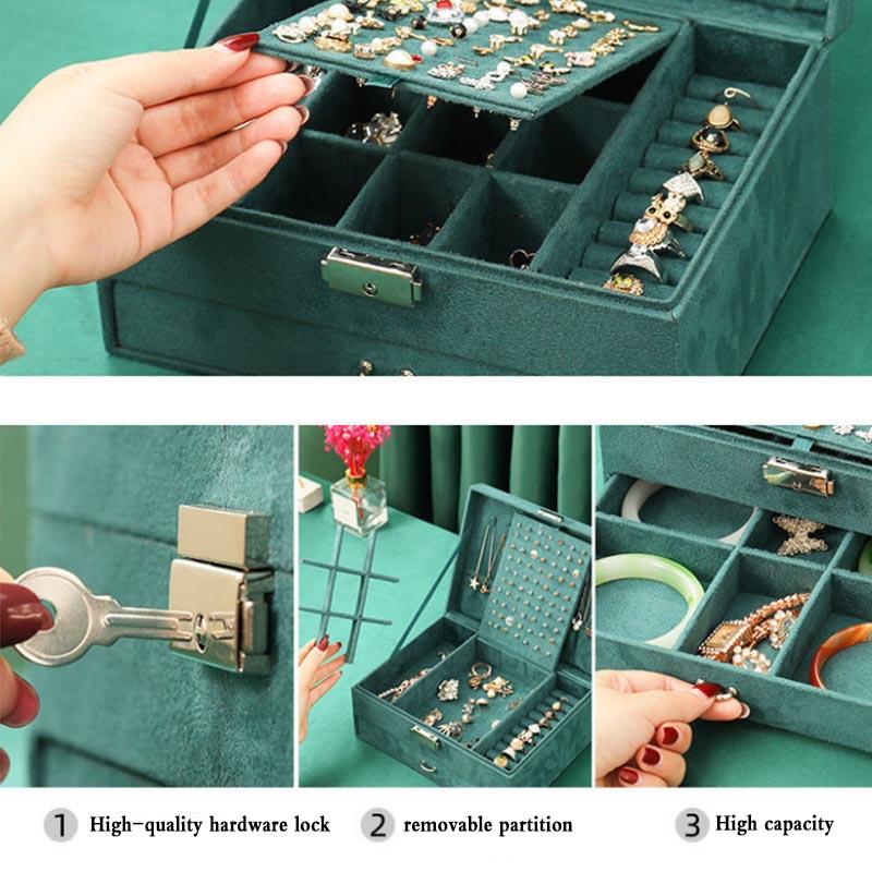Jewelry Box Princess European-style Korean Wooden Earrings Simple Double-layer Storage Box