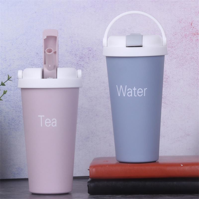 500ml Insulated Coffee&Tea Mug Portable Vacuum Cup 18/8 Stainless Steel Thermos Straw Water Bottle