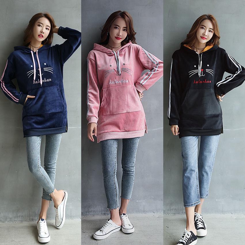 Sweatshirt cotton women's sweatshirt wild large size long sleeve warm Hoodie autumn and winter