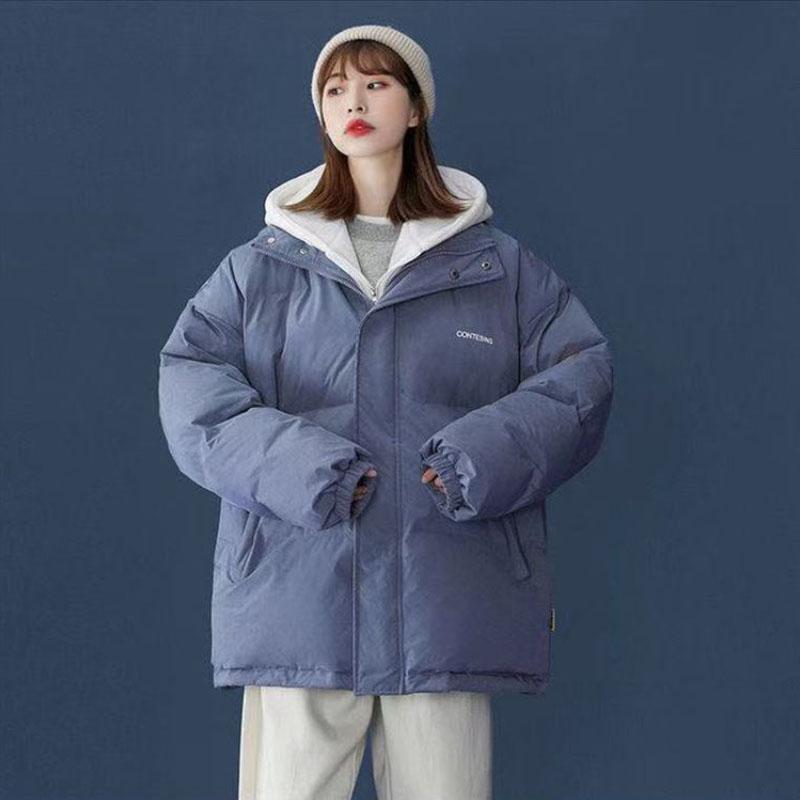 Winter Women's Down Padded Jacket Fake Two-piece Hooded Padded Jacket Thickened Warm Mid-length Padded Jacket