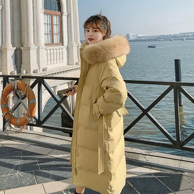Down Jacket Women's Mid-length White Duck Down Student Korean Style Slim Coat Female Ins Winter