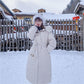 Real Fox Fur Collar Down Jacket Women Winter Thick Warm long Hooded Down Coat