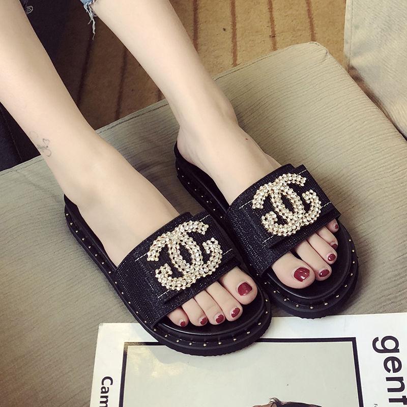 Women Summer Fashion Ladies Large Size Thick Sponge Cake Bottom Beach Seaside Sandals and Slippers