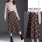 Ladies Long Knitted Skirt Autumn Winter Women's Fringed Plaid Umbrella Skirt High Waist A-line Big Swing Skirt