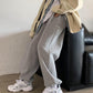 Cotton and Velvet Sweatpants for Female Students Korean Version of Loose Winter High-waisted Straight and Thin Thick Wide-leg Long Pants