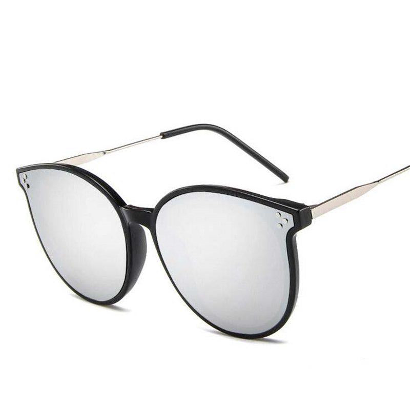 WTEMPO Korean Version PC Frame Oval Sunglasses Women Men Fashion Rivets Cat Eye Sun Glasses Vintage