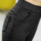 Fleece Thickened Imitation Jeans Women's Winter Bottoming Outer Wear Warm Pencil Feet Pants Solid Color High-waist Leggings