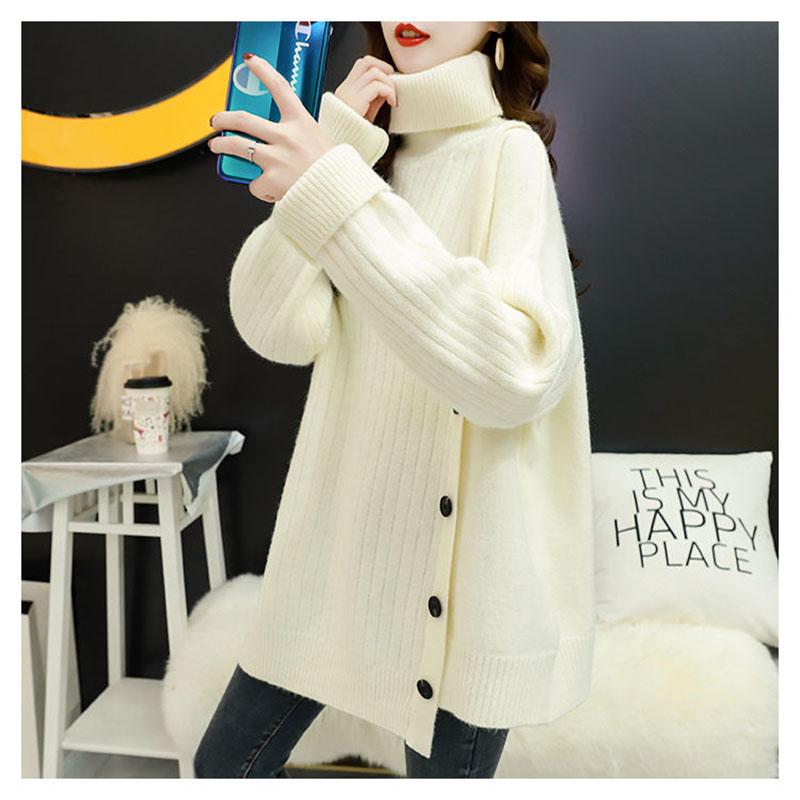 Turtleneck Loose Sweater Outer Wear Knitted Thick Coat Autumn and Winter Youth Fashion Women's Jacket