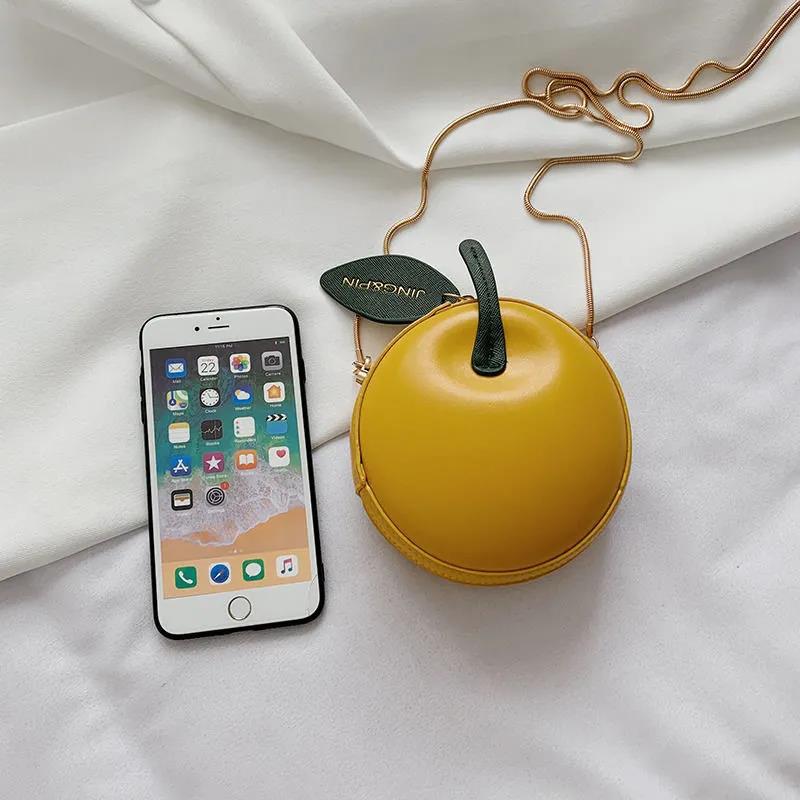Round Bag Cartoon Fruit Messenger Bag Cute Small Bag Wild Mini PU Bag Girl Student Outing Trip Crossbody Bags