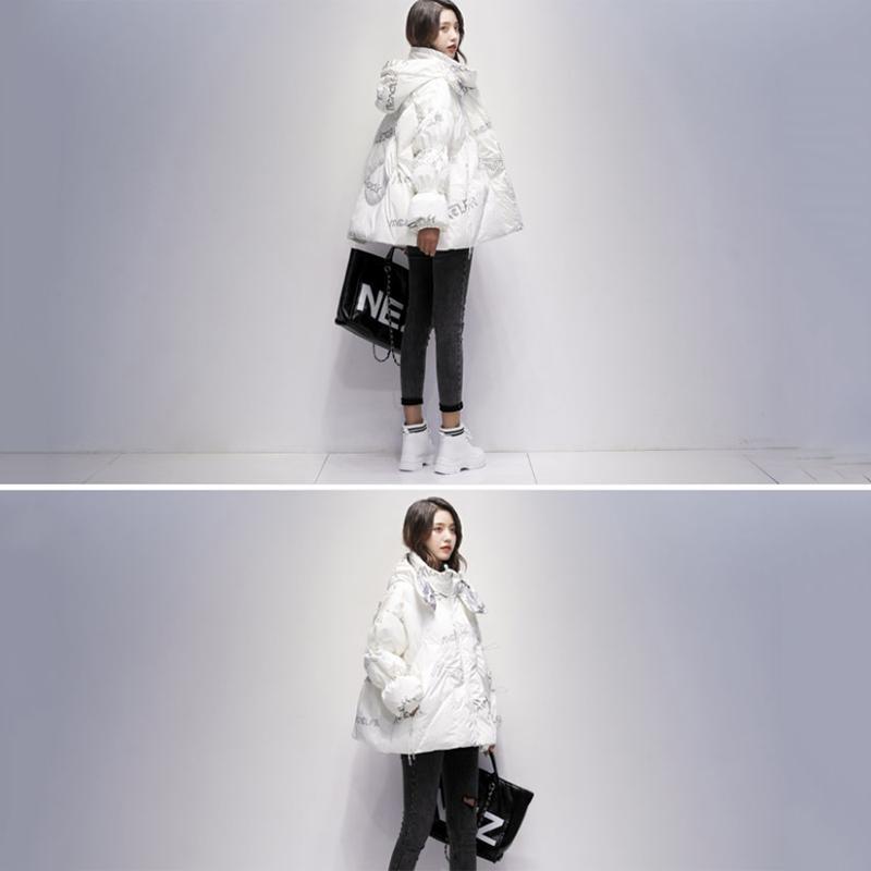 Bright Face Down Cotton Padded Clothes Short Loose Thickened Warm Coat Women's Korean Hooded Down Jacket Quilted Jacket