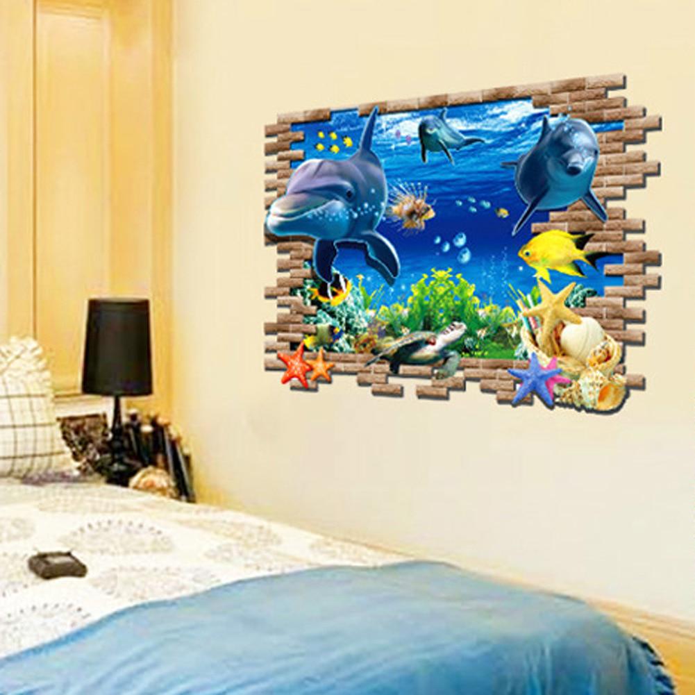 The Undersea World 3d Stereo Poqiang Stickers Children Room Bedroom Sofa Background Decoration Stick