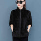 Double Sided Fleece Coat Women's Short Large Size Coral Velvet Autumn and Winter Thickened Warm Fleece Coat Women's Sweater
