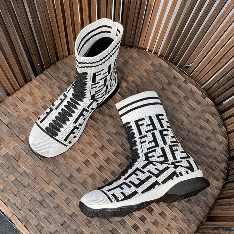 Flying Knit Stretch Socks Shoes Women's High-top Sneakers Breathable Casual Shoes