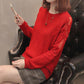 Spring and Autumn Hollow Base Shirt Loose Large Size Long Sleeve Top Fashion Simple Women's Sweater