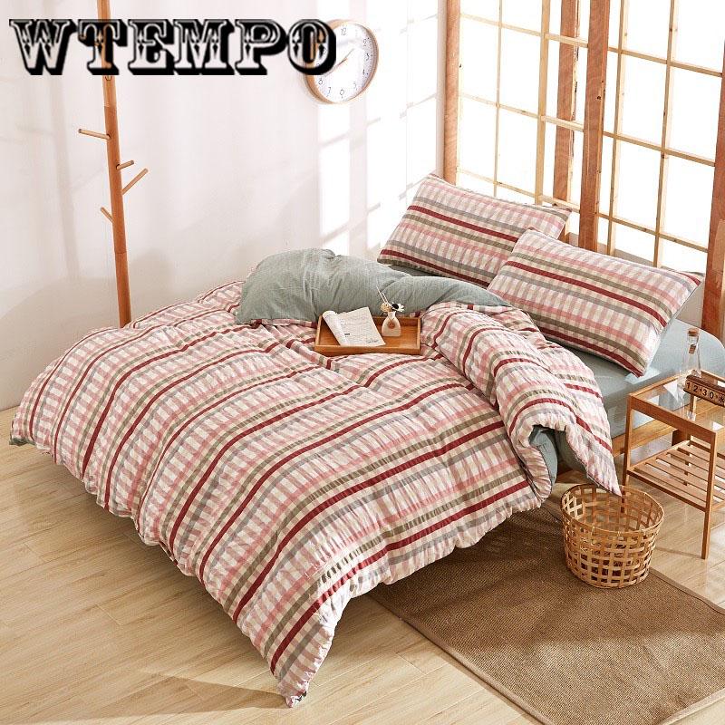 Duvet Cover Pillowcase Bed Sheet Simple Boy Girls Bedding Sets 3/4Pcs Single