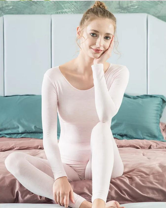 Women Long Sleeve Thermal Underwear Women Winter Tight Suit Sexy Pajamas Autumn Windproof High Elasticity Slim Body Breathable Wearable Versatile