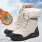 Winter Outdoor Snow Boots Women's Waterproof Non-slip Middle Tube Plus Velvet Thickening Fashion Leather Snow Shoes