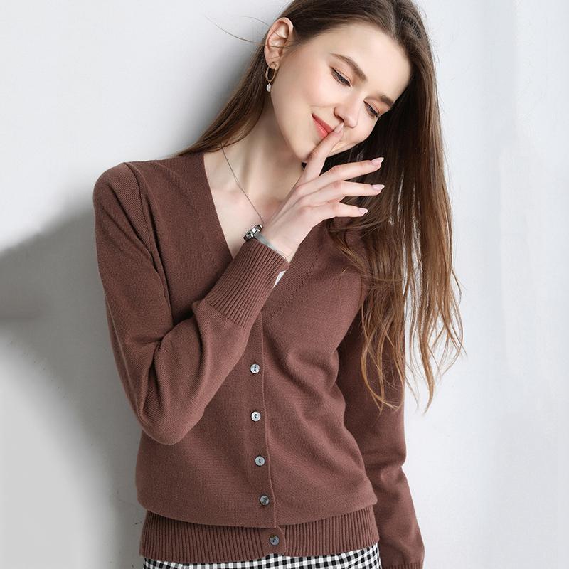 Knit Cardigan Women's Short Sleeve Jacket Cardigan V-neck Solid Color Large Size Sweater