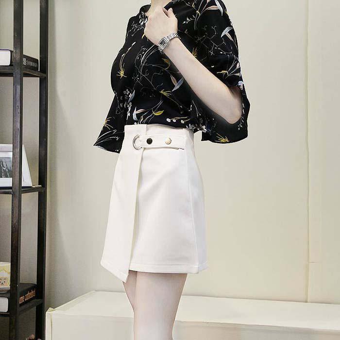Pofulove S-2XL Women Anti-light Irregular Skirt High Waist Slim Sexy Mini A-line Skirt Hip Skirts