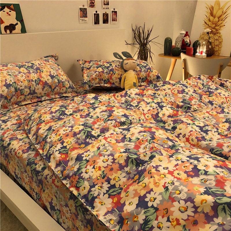 Washed Cotton Four-piece Duvet Cover Sexy Leopard-print Simple Bedding Sheet Household Daily Necessities Four-piece Bed