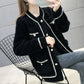 Xiaoxiangfeng Imitation Mink Velvet Thickened Short Coat Women's Spring and Autumn Long-sleeved Round Neck Knitted Cardigan Woolen Top