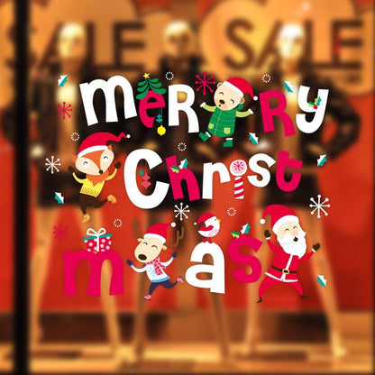 Christmas Santa Claus window glass shop decoration wall stickers
