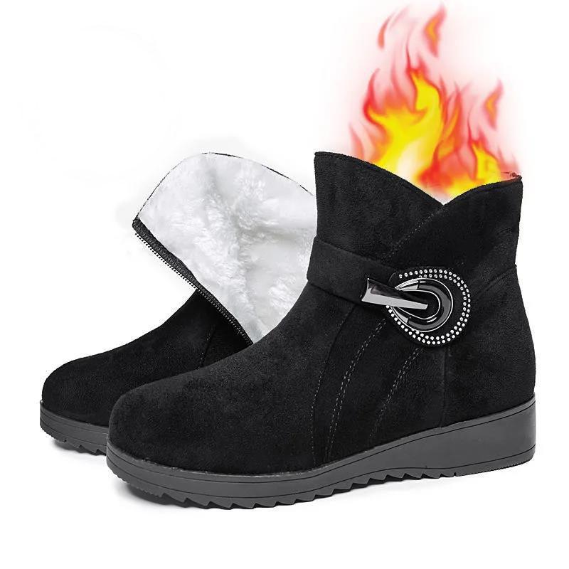 Snow Boots Women's Thick-soled Cotton Shoes Thick Velvet Frosted Short Boots Non-slip and Warm All-match