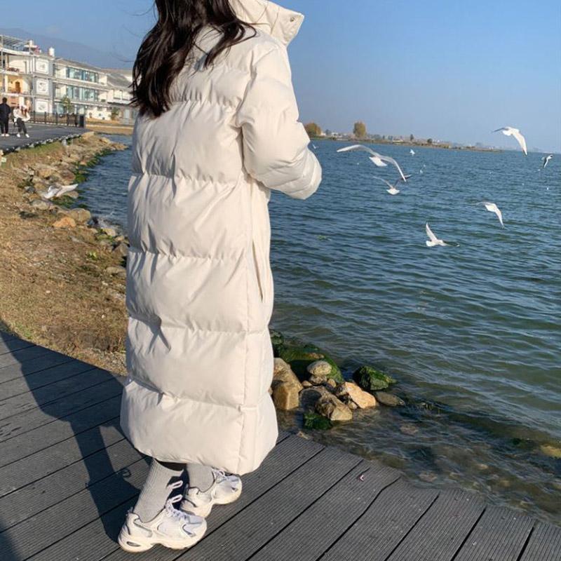Down Jacket Winter Ladies Fashion Korean Thick Warmth Super Long Over-the-knee Plus Size Cotton Jacket