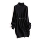 High-quality Knitted Dress Thick Turtleneck Knit Mid-length Dress Autumn High-neck Bottoming Sweater Dress