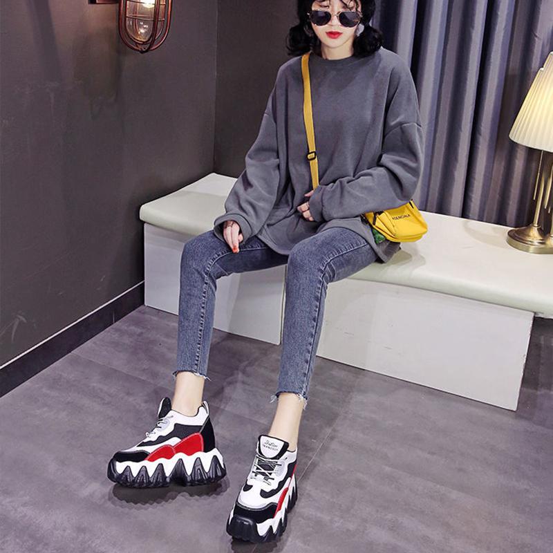 Thick-soled Heightened Travel Running Shoes Casual Student Breathable Sneakers All-match Comfortable Women Walking Sneakers