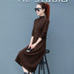 Elegant Half-high collar Split Midi Dress Women Knitted Sweater Dress Button Long Sleeve  Dress