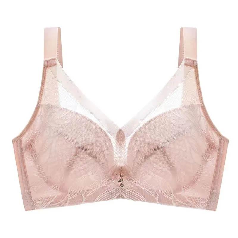 Underwear Thin Ultra-thin Summer Breathable Light and Comfortable No Steel Ring Large Size Bra To Receive Auxiliary Breast Adjustment Bra