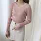 Knit Sweater Women's Long-sleeved V-neck Bottoming Shirt Thread Blouse Spring and Autumn Loose Sweater