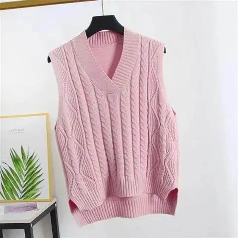 Sweater Vest Women Knit Pullover Spring and Autumn Loose Korean Version of The New Wild Lazy Style Sleeveless Student Outer Wear Vest