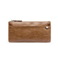 Business Long Wallet Men Women Anti-theft Zipper Dark Buckle Leather Card Package Clutch Coin Bag