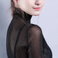 Sexy Mesh Shiny Long Sleeve T Shirt Women Fall Transparent Party Black Tee Shirts Sexy Thin O Neck Short Tops