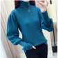 Core-spun High-neck Slim-fit Sweater Women Autumn and Winter Lantern Sleeve Knit Top Fashion Loose Bottoming Shirt Tide
