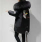 Women's Cotton-padded Jacket Mid-length Large Fur Collar Cotton-padded Jacket Plus Size Korean Student Loose Thick Coat Women