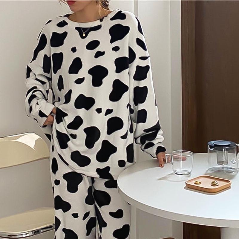Women's Autumn and Winter Coral Velvet Thick Pajamas Flannel Plus Velvet Outer Wear Home Service Suit
