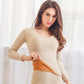 Women's Thermal Underwear Women's Suit Thickening and Velvet Skinny Body Bottoming In Winter with A Big Low Round Neck