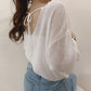 Openwork knitting T Shirt Casual Loose Clothes Tops Flared sleeves Pure color Leisure Long Women Pullover Tee