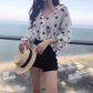 Loose Chiffon Sunscreen Shirt Small Long-sleeved Air Conditioning Cardigan Women Summer Clothing Thin Print Love Ladies Blouses