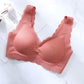 Female Plus Size Latex Underwear Tank Top Thick Mould Cup Fashion Jacquard No Steel Ring Top Side Gathering Lace Sports Sleeping Bra