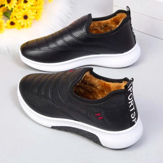 Winter Cotton Shoes Women's Waterproof Plus Velvet Mother Shoes Flat Non-slip Warm Middle-aged and Elderly Short Boots