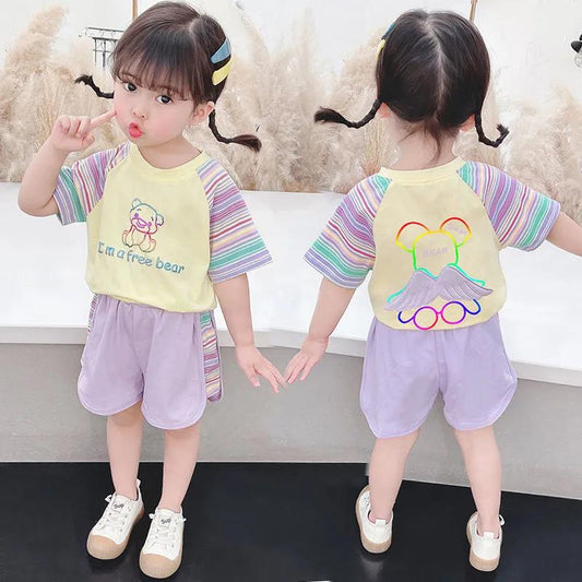 Girls' Summer Clothes Children's Summer Western Style Children's Summer Suits Female Baby Two-piece Suit