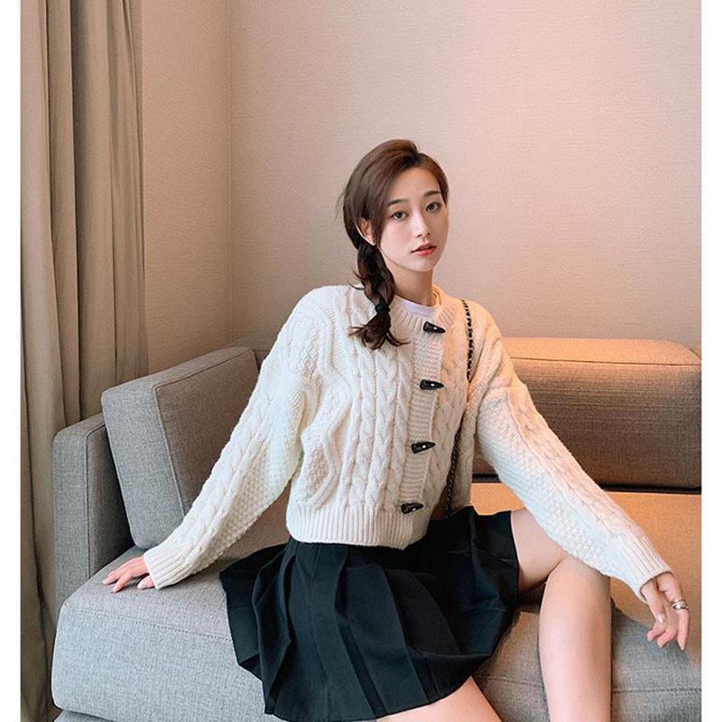 Autumn and Winter Retro Top Fashion Cardigan Casual Sweater Short Knit Young Women's Jacket